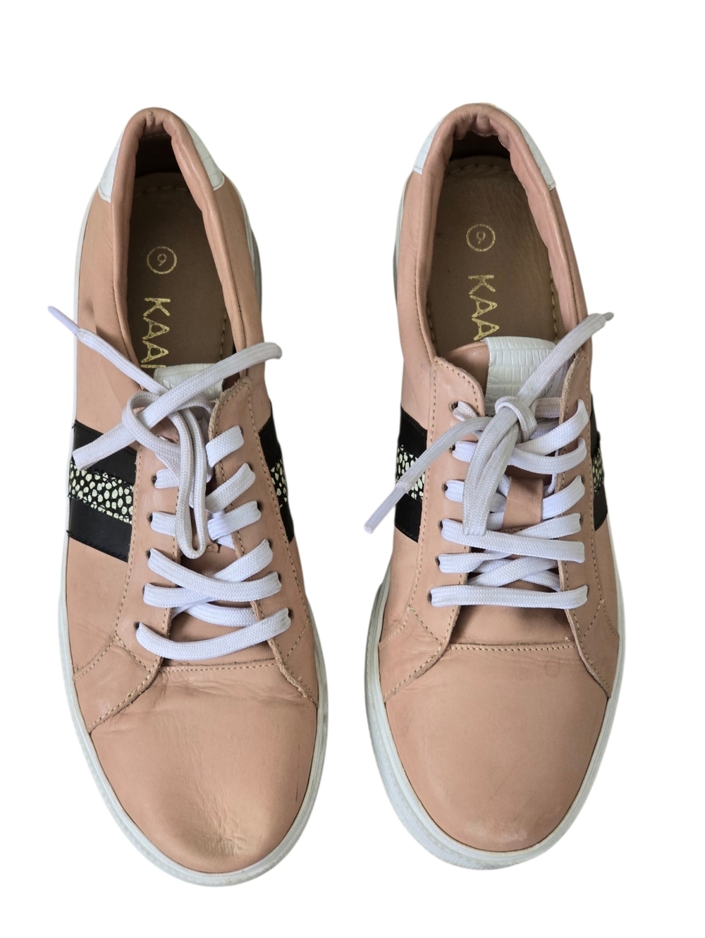 Kaanas Blush Pink Leather Lace-Up Sneakers Women's Size 6 Casual Designer Shoes - Picture 5 of 8